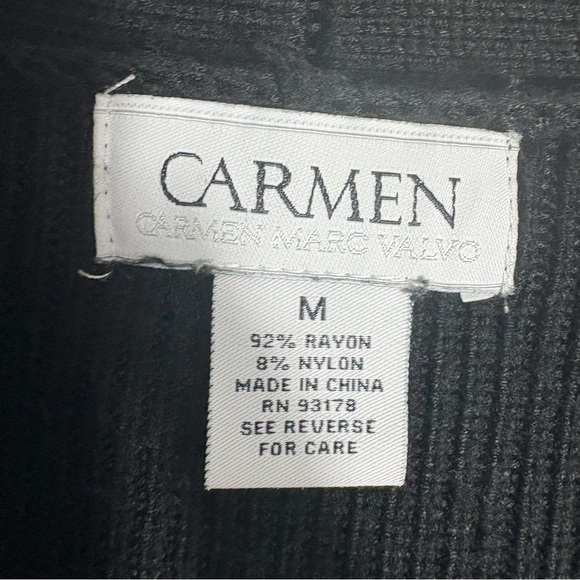 CARMEN MARC VALVO Open Front Cardigan with Zipper Details in Black Size MEDIUM - Picture 6 of 7
